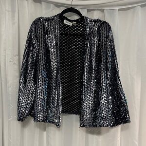 Vintage Themes Sequin Black and Silver Blazer